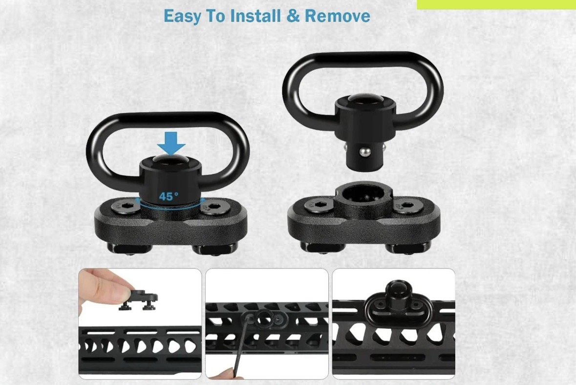 Sling Swivel + adaptor Mlock Model baut Adapter gantungan tali senapan pcp bocap tactical airsoft model buat thumbnail 2
