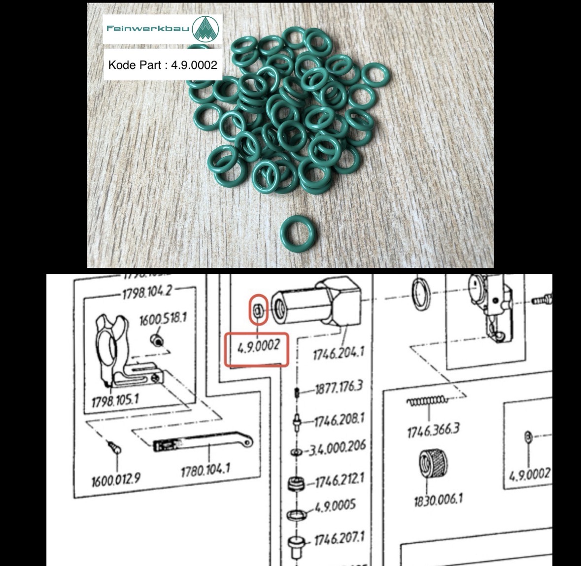 Oring Seal Piston Depan P70 Seal Oring Regulator P70 FWB Feinwerkbau Germany Kode Part: 4.9.0002